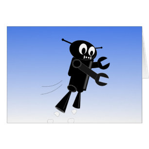 Black Flying Robot Blue Sky Background