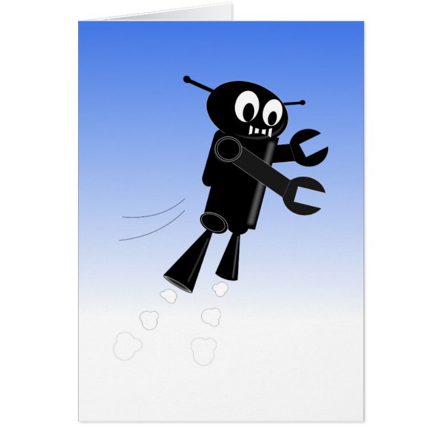 Black Flying Robot Blue Sky Background (Front)