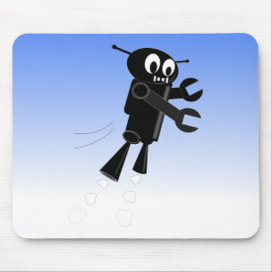 Black Flying Robot Blue Sky Background Mouse Mat