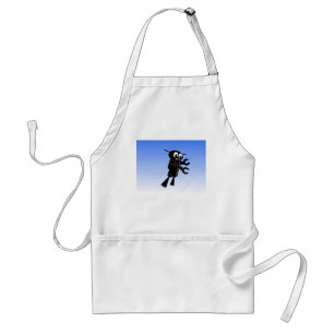 Black Flying Robot Blue Sky Background Standard Apron