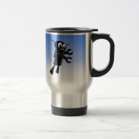 Black Flying Robot Blue Sky Background