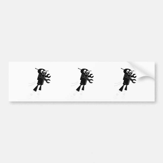 Black Flying Robot Bumper Sticker (Front)