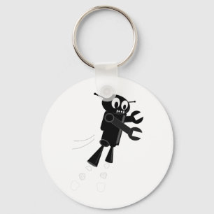 Black Flying Robot Key Ring