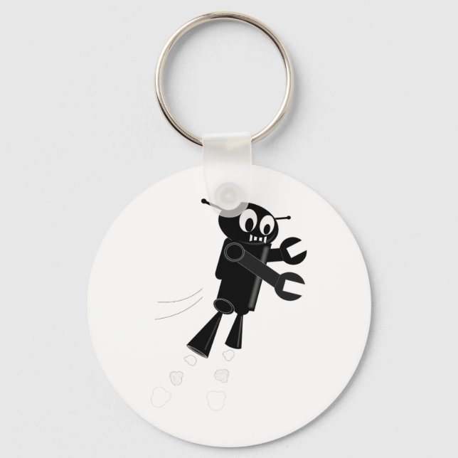 Black Flying Robot Key Ring (Front)