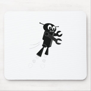 Black Flying Robot Mouse Mat