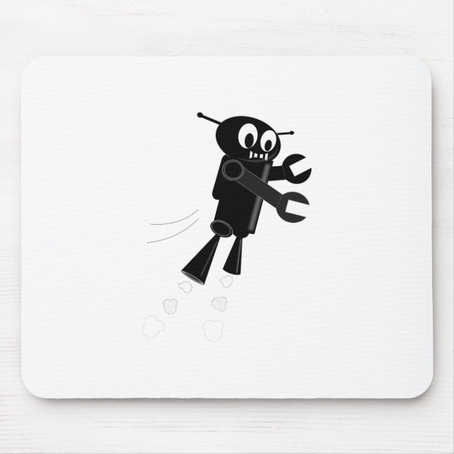 Black Flying Robot Mouse Mat (Front)