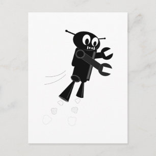 Black Flying Robot Postcard