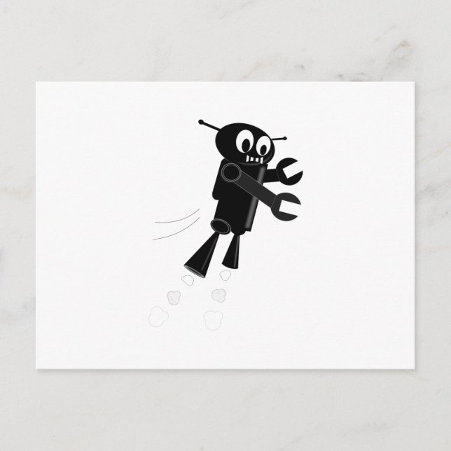 Black Flying Robot Postcard (Front)