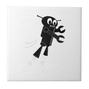 Black Flying Robot Tile