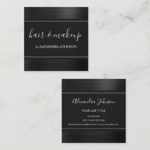 Black Foil Modern Elegant Brushed Metal Square Business Card