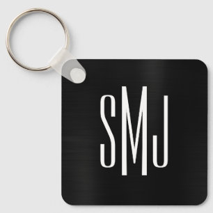 Black Foil Three Letter Monogram Key Ring