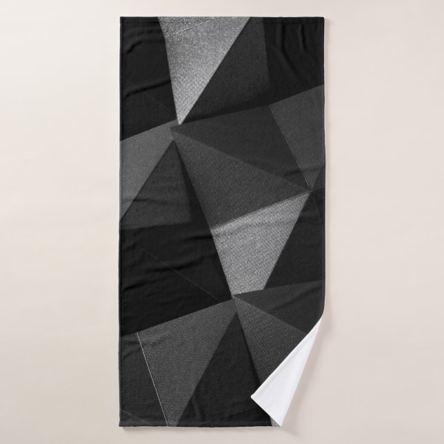 Black folded textured paper abstract shiny origami bath towel (Bath Towel)