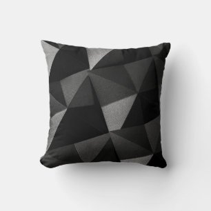 Black folded textured paper abstract shiny origami cushion