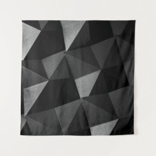 Black folded textured paper abstract shiny origami tapestry