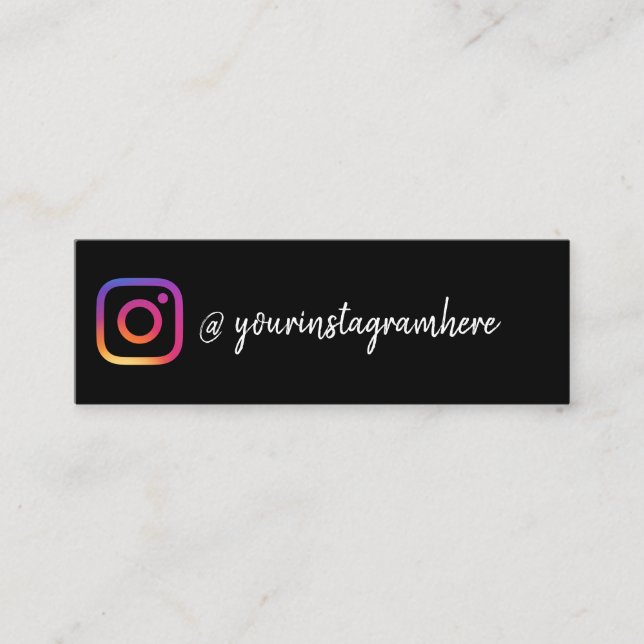 Black follow me on Instagram Mini Business Card (Front)