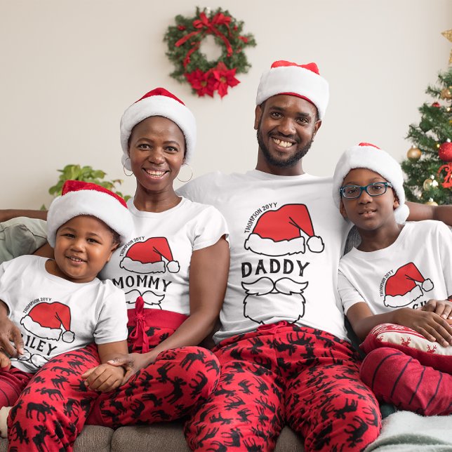 Black Font Santa Hat Beard Daddy Family Christmas T-Shirt (Creator Uploaded)