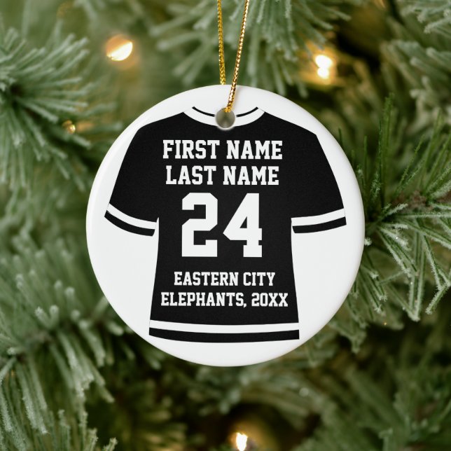 Black Football Soccer Hockey Sports Jersey Ceramic Tree Decoration (Tree)