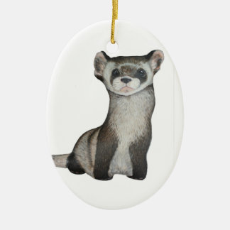 Black footed ferret ceramic tree decoration