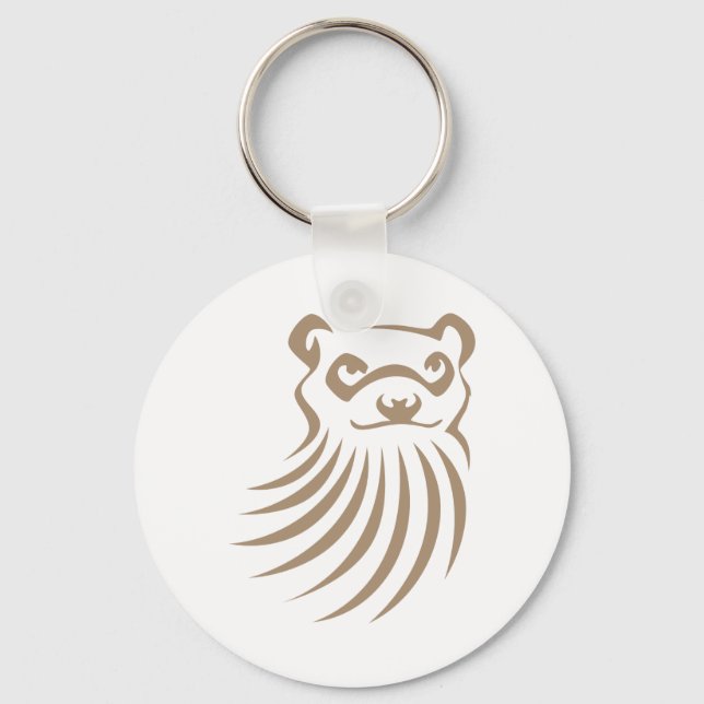 Black Footed Ferret in Swish Drawing Style Key Ring (Front)