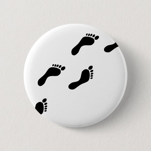 black footprints 6 cm round badge (Front)