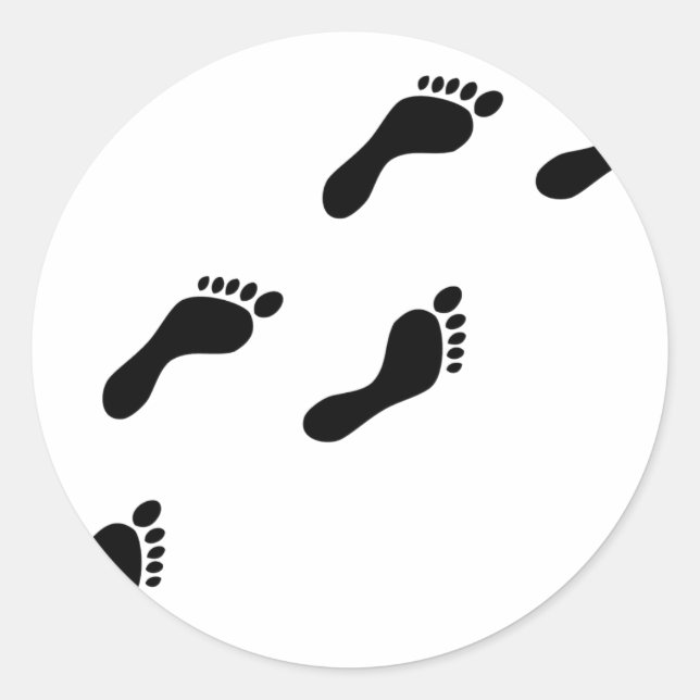 black footprints classic round sticker (Front)