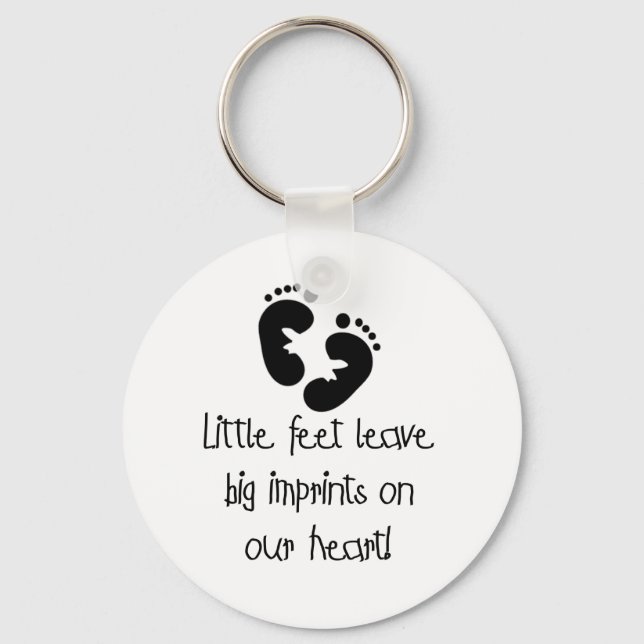 Black Footprints Little Feet Big Imprints Key Ring (Front)