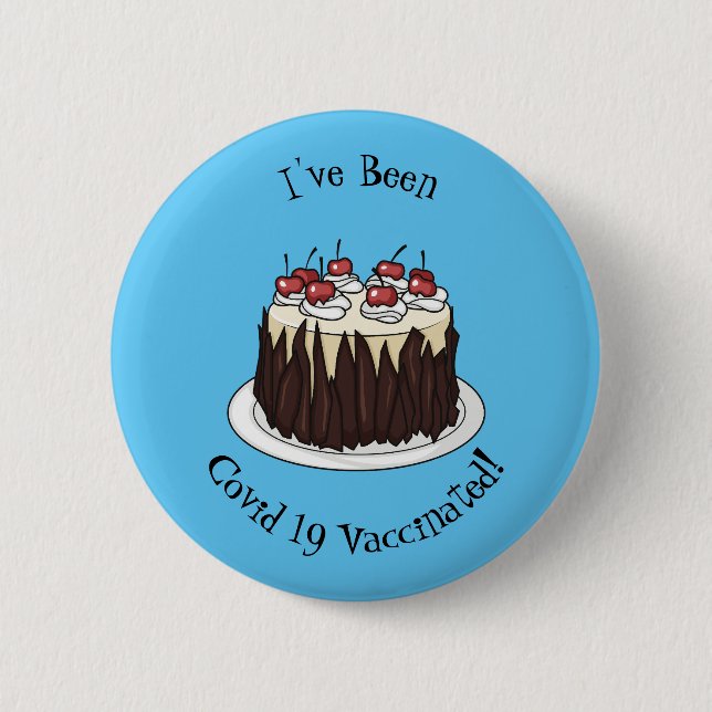 Black Forest cake cartoon illustration 6 Cm Round Badge (Front)