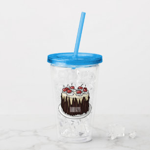 Black Forest cake cartoon illustration Acrylic Tumbler