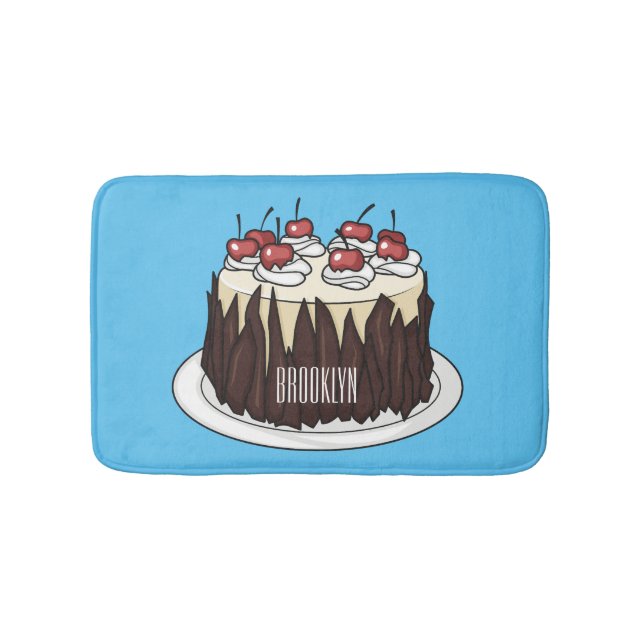 Black Forest cake cartoon illustration Bath Mat (Front)