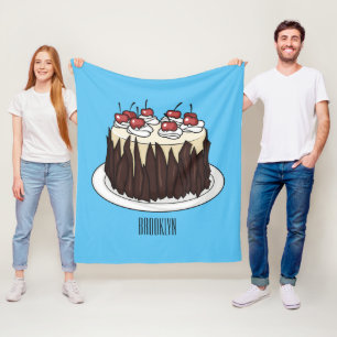 Black Forest cake cartoon illustration Fleece Blanket