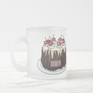 Black Forest cake cartoon illustration  Frosted Glass Coffee Mug
