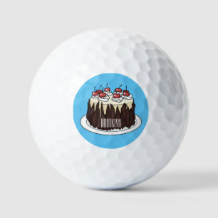 Black Forest cake cartoon illustration Golf Balls