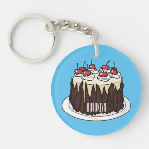 Black Forest cake cartoon illustration  Key Ring