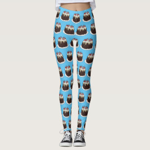 Black Forest cake cartoon illustration Leggings