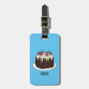 Black Forest cake cartoon illustration Luggage Tag