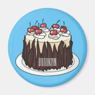 Black Forest cake cartoon illustration  Magnet