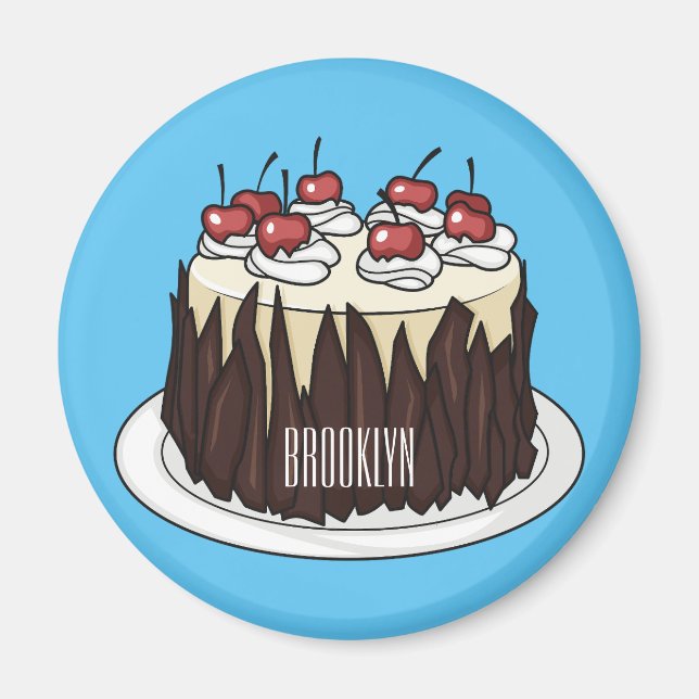 Black Forest cake cartoon illustration  Magnet (Front)