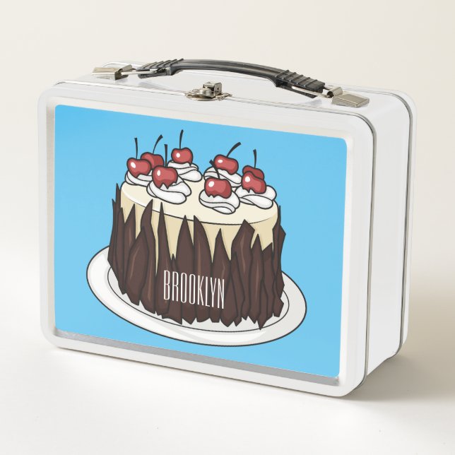 Black Forest cake cartoon illustration  Metal Lunch Box (Front)