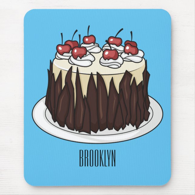 Black Forest cake cartoon illustration  Mouse Mat (Front)