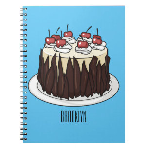 Black Forest cake cartoon illustration Notebook