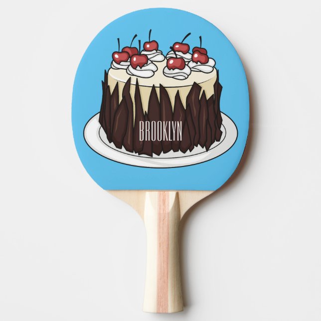 Black Forest cake cartoon illustration  Ping Pong Paddle (Front)
