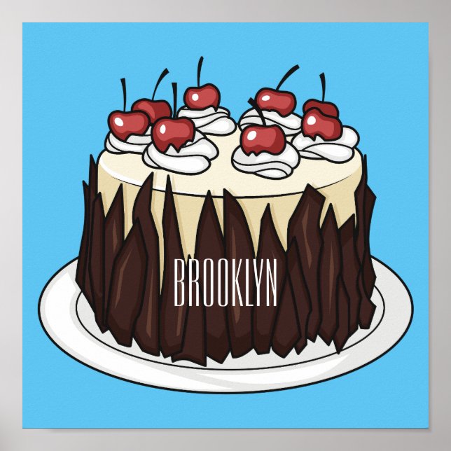 Black Forest cake cartoon illustration  Poster (Front)