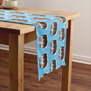 Black Forest cake cartoon illustration Short Table Runner