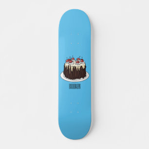 Black Forest cake cartoon illustration Skateboard