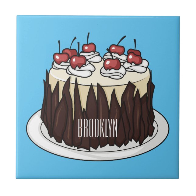 Black Forest cake cartoon illustration  Tile (Front)