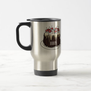 Black Forest cake cartoon illustration Travel Mug