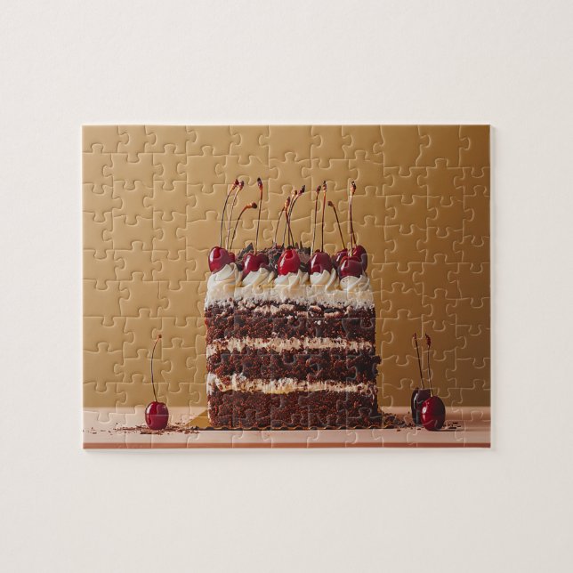 Black Forest Cake Germany Tasty Food Photo Jigsaw Puzzle (Horizontal)