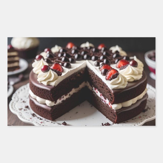 Black Forest Cake Rectangular Sticker (Front)