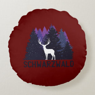 Black Forest Deer Round Cushion