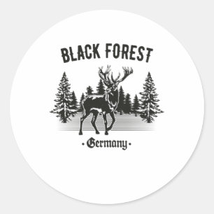 Black Forest Germany Deer with Trees Classic Round Sticker